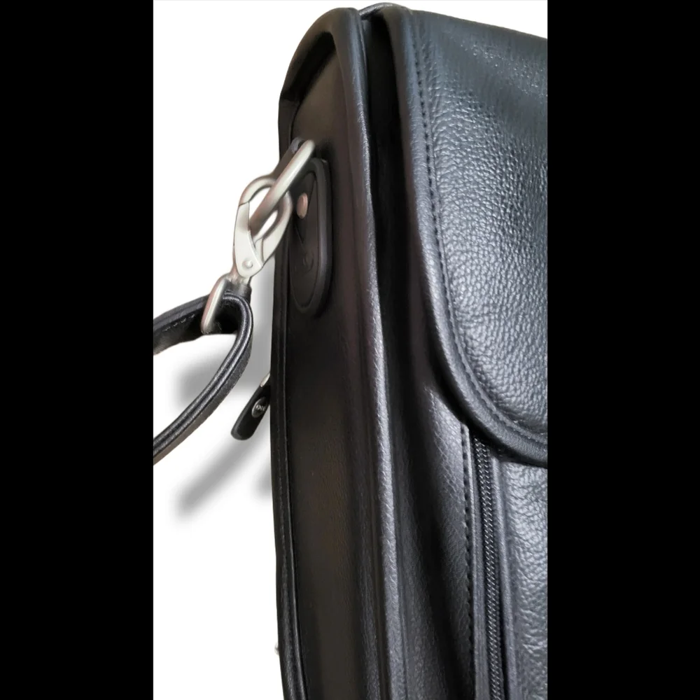 🌿Vintage Dell Stylish Mens Roomy Black Leather Computer Briefcase - Amazing!